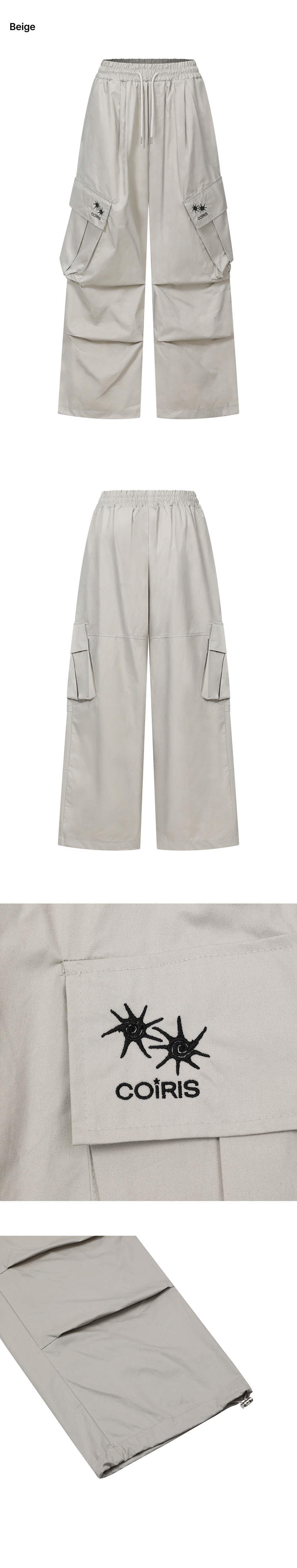 VIENNO PARACHUTE WIDE CARGO PANTS - 3 COLORS BLACK