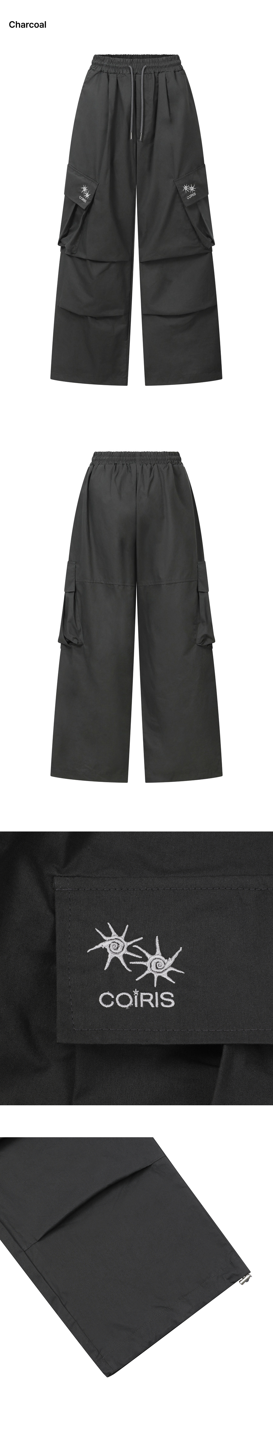 VIENNO PARACHUTE WIDE CARGO PANTS - 3 COLORS BLACK