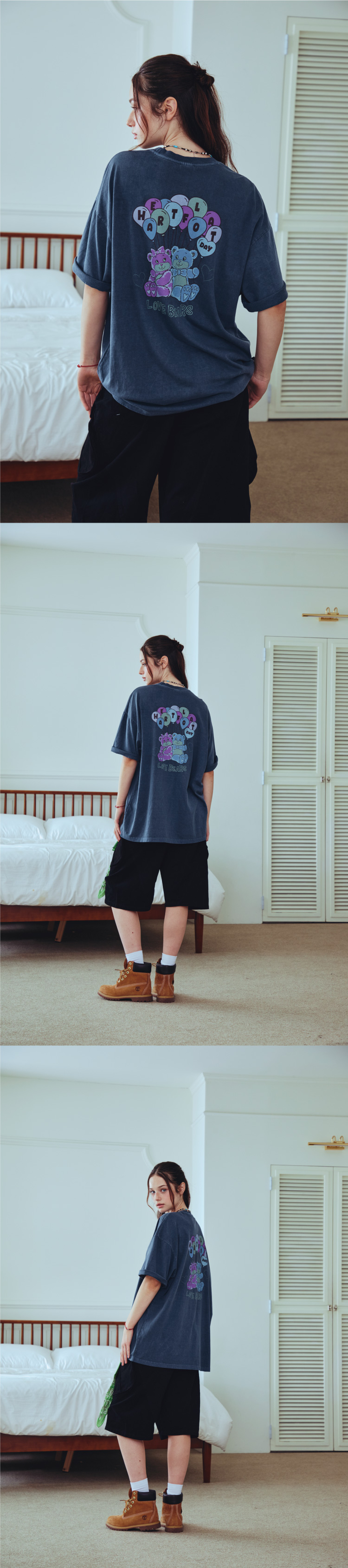 HAPPY BALLOON PIGMENT SHORT SLEEVE TEE - 3 COLORS BLUE