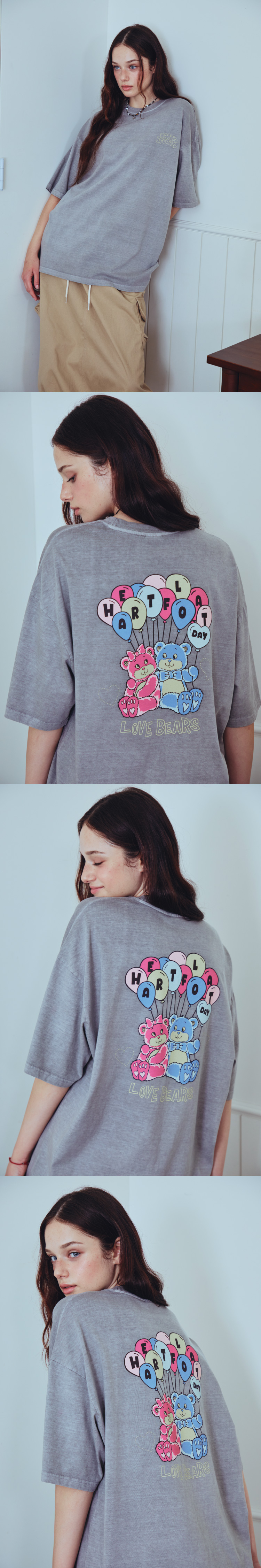 HAPPY BALLOON PIGMENT SHORT SLEEVE TEE - 3 COLORS GREY