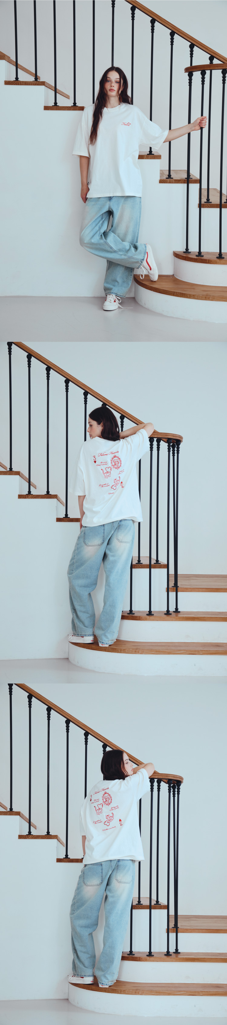 CAT EMBROIDERY SHORT SLEEVE TEE - 2 COLORS CREAM
