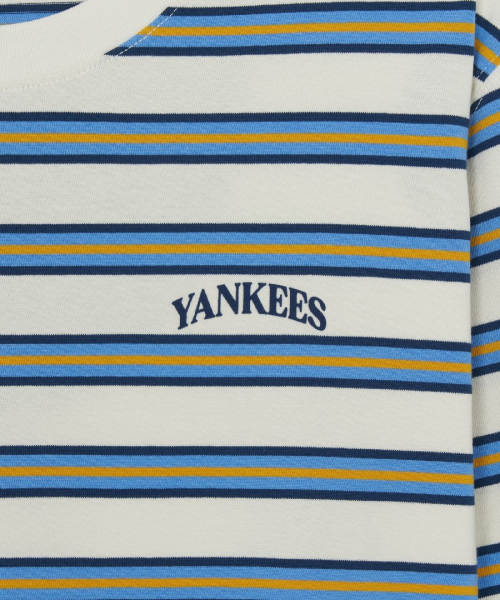 MLB Stripe Semi Over Fit Long Sleeve T-Shirts NY Cream
