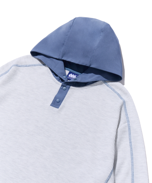 Henley Neck HB Waffle Hoodie MELAAN Clay thumbnail 3
