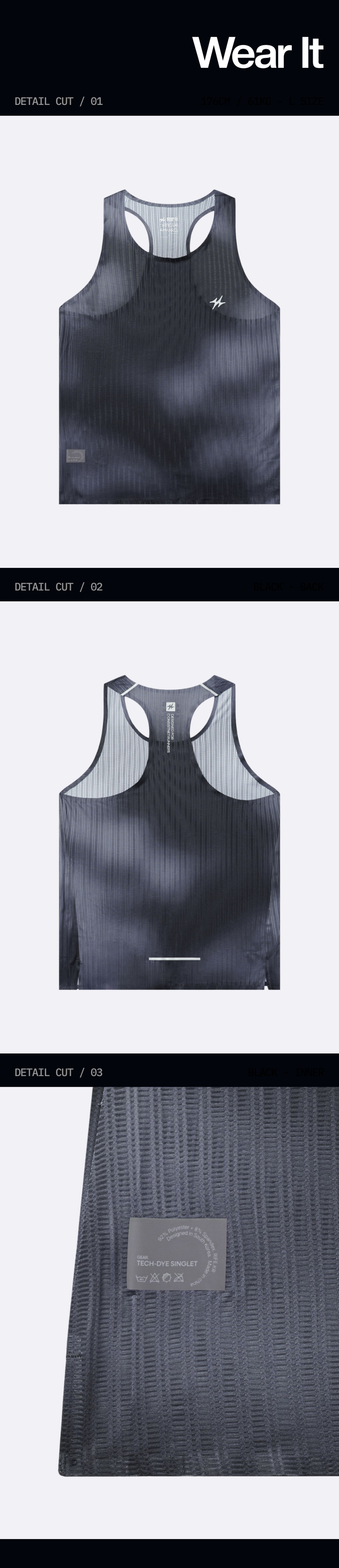 TECH DYE RUNNING SINGLET - 4 COLORS AS SHOWN