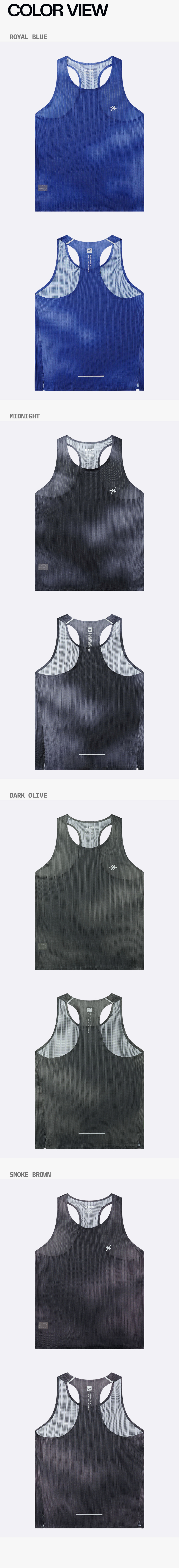 TECH DYE RUNNING SINGLET - 4 COLORS BLUE