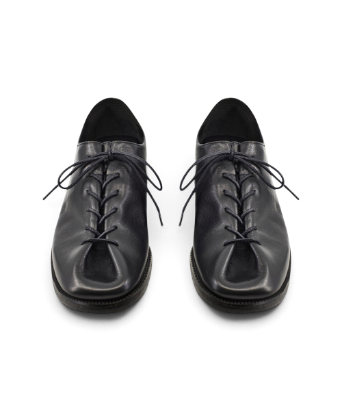 [EXTRALIGHT] 6-Hole Shirring Vegetable Cowhide Derby Black thumbnail 3