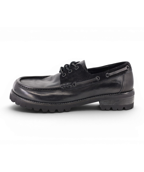 [EXTRALIGHT] Hammer Horsehide Commando Sole Boat Shoes Black thumbnail 4