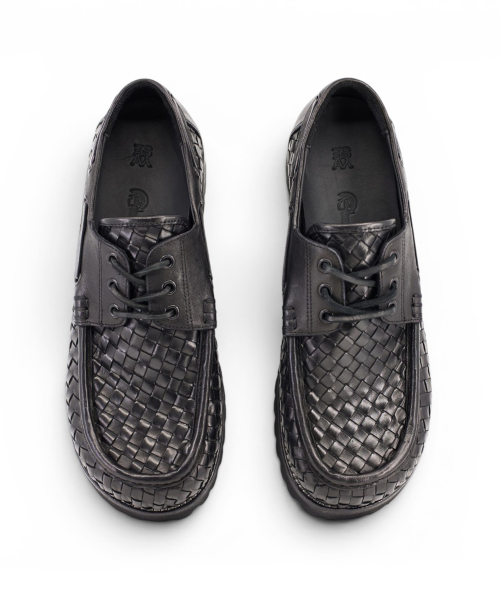 [EXTRALIGHT] Hammer Cowhide Mesh Boat Shoes Black thumbnail 2