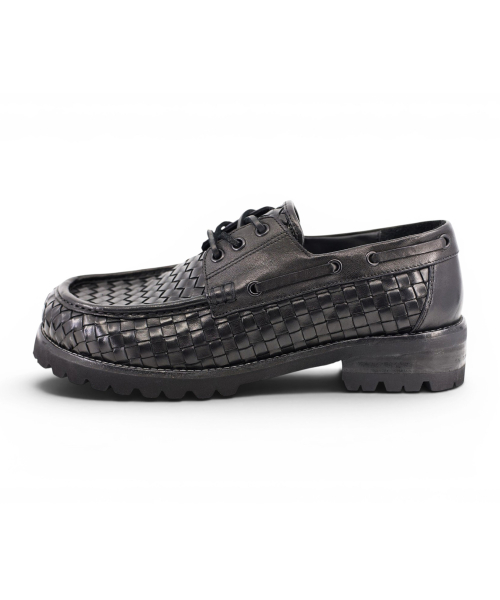 [EXTRALIGHT] Hammer Cowhide Mesh Boat Shoes Black thumbnail 4
