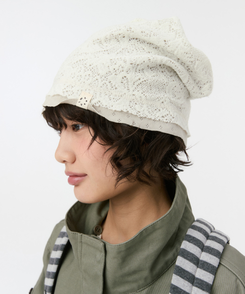 REVERSIBLE LAYERED KNIT BEANIE, CREAM thumbnail 8