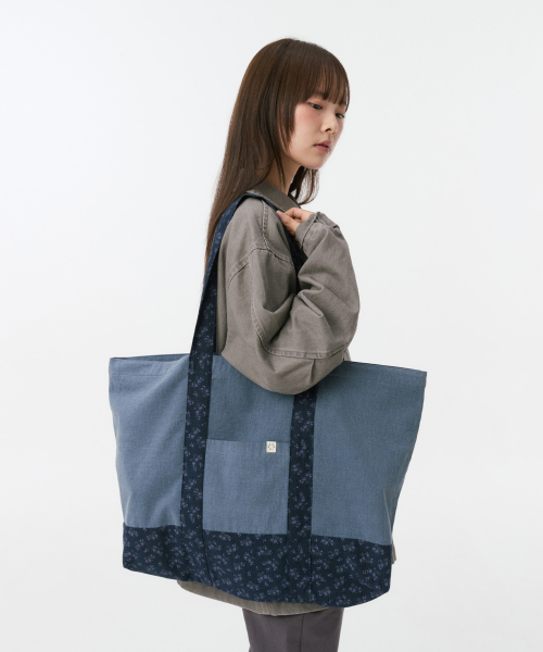 VINTAGE FLORAL TOTE BAG, BLUE thumbnail 10