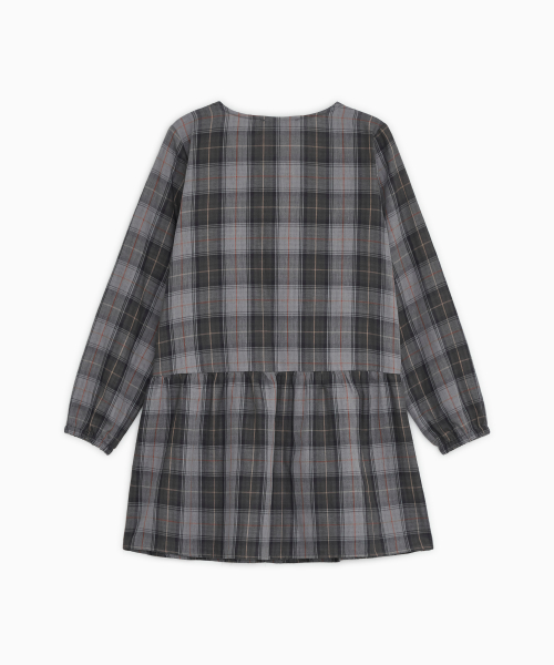 VINTAGE RUFFLE DRESS, GRAY CHECK thumbnail 3