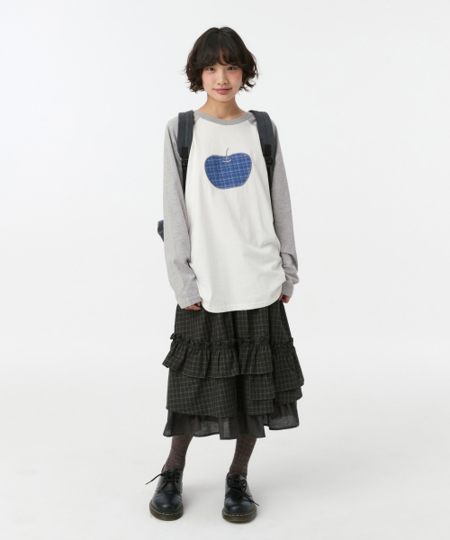 CHECK FRILL MIDI SKIRT, BROWN thumbnail 12