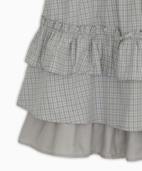 CHECK FRILL MIDI SKIRT, LIGHT BEIGE thumbnail 6