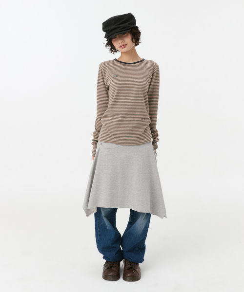 TWO WAY ASYMMETRIC JERSEY SKIRT, GRAY thumbnail 9