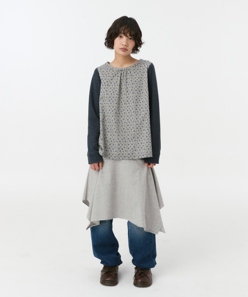 TWO WAY ASYMMETRIC JERSEY SKIRT, GRAY thumbnail 11