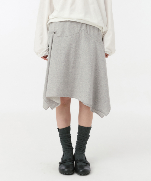 TWO WAY ASYMMETRIC JERSEY SKIRT, GRAY thumbnail 13