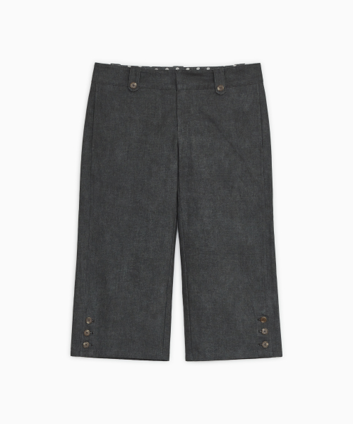 VINTAGE DOT BUTTON CAPRI PANTS, CHARCOAL thumbnail 2