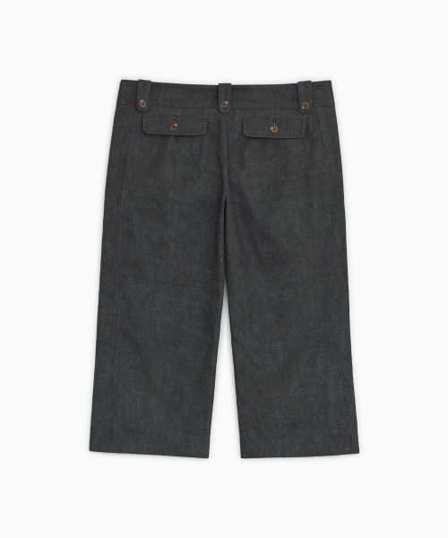 VINTAGE DOT BUTTON CAPRI PANTS, CHARCOAL thumbnail 3