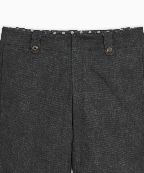 VINTAGE DOT BUTTON CAPRI PANTS, CHARCOAL thumbnail 4