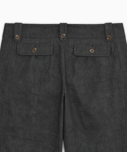 VINTAGE DOT BUTTON CAPRI PANTS, CHARCOAL thumbnail 6