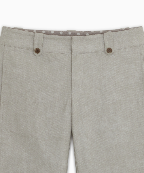 VINTAGE DOT BUTTON CAPRI PANTS, BEIGE view 4