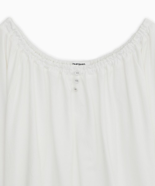 STRING BOAT NECK JERSEY BLOUSE, WHITE view 4