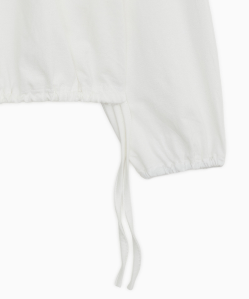 STRING BOAT NECK JERSEY BLOUSE, WHITE view 5