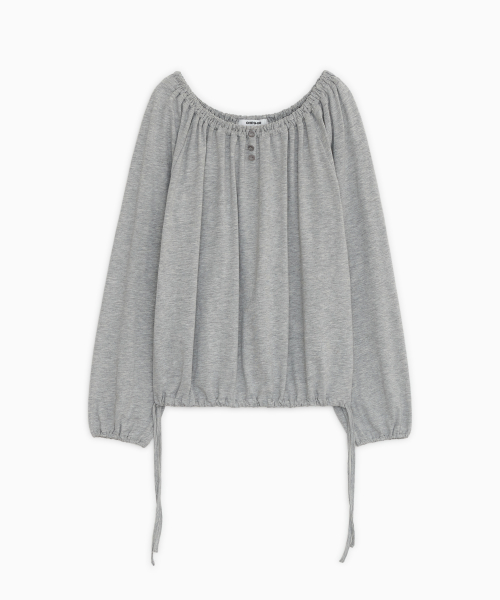 STRING BOAT NECK JERSEY BLOUSE, GRAY thumbnail 2