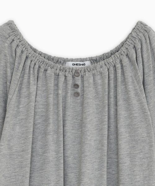 STRING BOAT NECK JERSEY BLOUSE, GRAY thumbnail 4