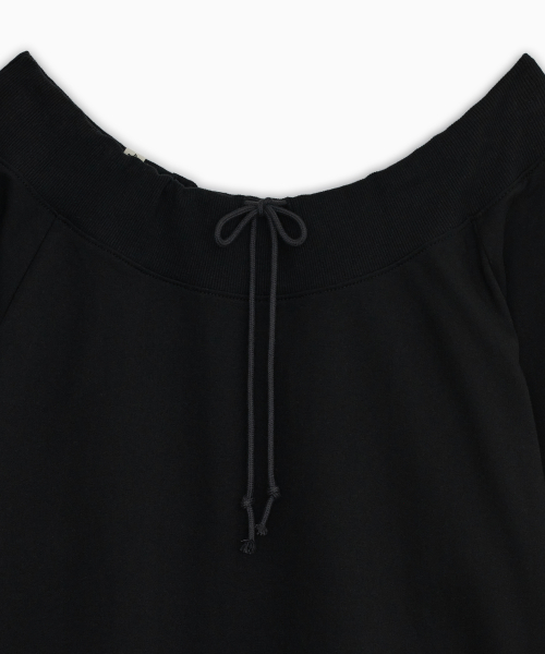 STRING OFF SHOULDER SWEATSHIRT, BLACK thumbnail 4