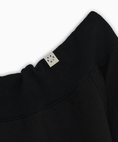 STRING OFF SHOULDER SWEATSHIRT, BLACK thumbnail 6