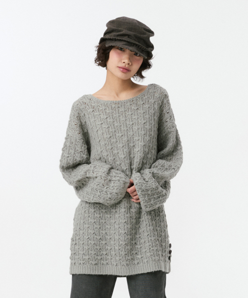 Nubby Textured Half Knit, Gray thumbnail 12