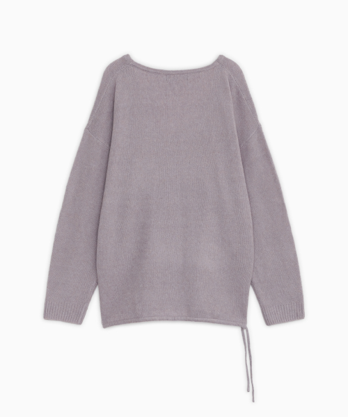SOFT ALPACA LAYERED U-NECK KNIT, LAVENDER thumbnail 3