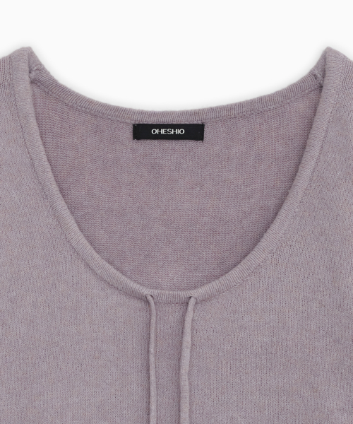 SOFT ALPACA LAYERED U-NECK KNIT, LAVENDER thumbnail 4