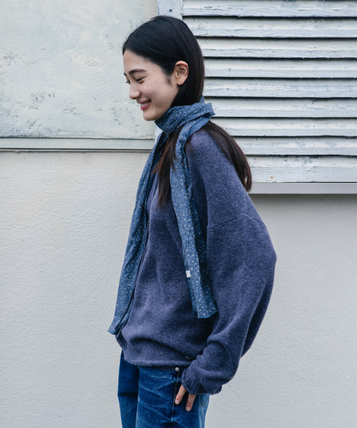 SOFT ALPACA LAYERED U-NECK KNIT, LAVENDER thumbnail 7