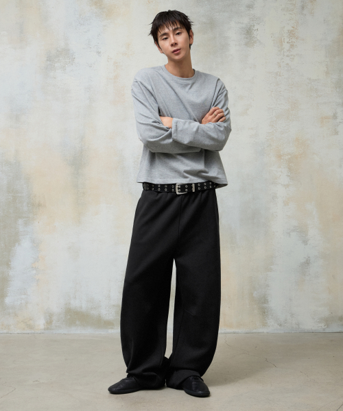 Belt Loop Rivet Sweatpants [Black] thumbnail 3