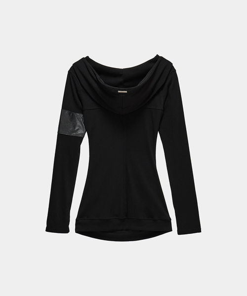 Hood Layer Shirring Mini One-Piece (Black) thumbnail 7