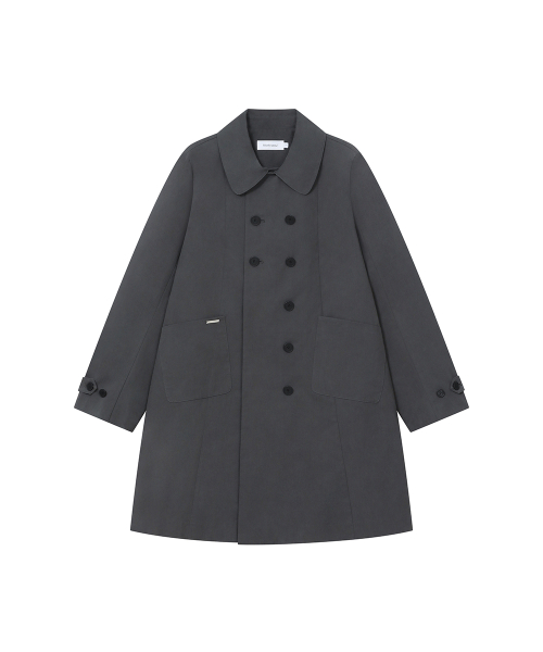 Double Button Pleats Trench Coat Charcoal thumbnail 2