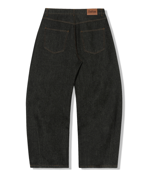 [Non-Fade] Curved Low-Dart Denim Pants_Black thumbnail 4