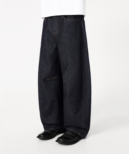 [Non-Fade] Curved Low-Dart Denim Pants_Black thumbnail 8
