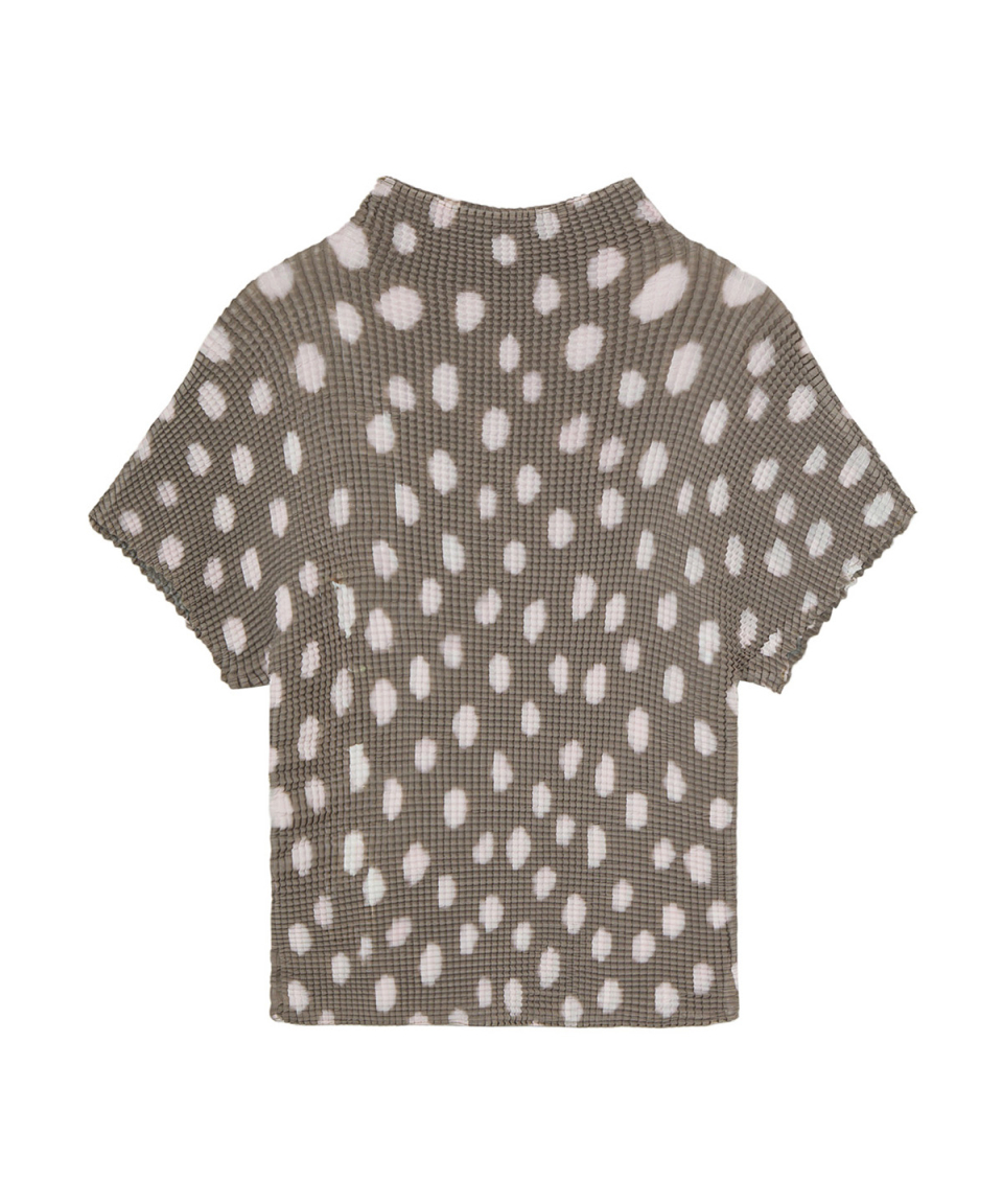 PLEATED GRAPHIC T SHIRT - 3 COLORS BROWN