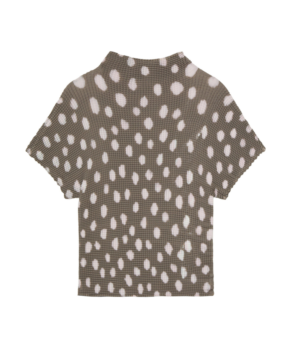 PLEATED GRAPHIC T SHIRT - 3 COLORS BROWN