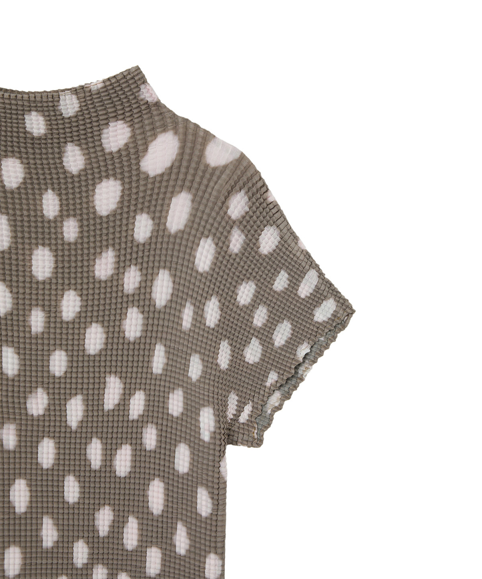 PLEATED GRAPHIC T SHIRT - 3 COLORS BROWN