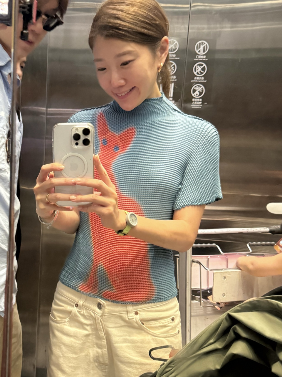 PLEATED GRAPHIC T SHIRT - 3 COLORS BLUE