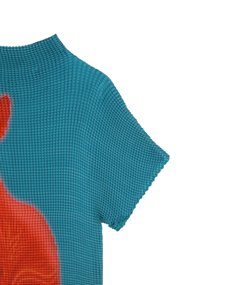 PLEATED GRAPHIC T SHIRT - 3 COLORS BLUE