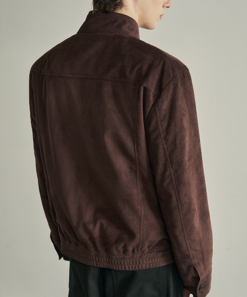 SLEEK Suede Harrington Jacket [Brown] thumbnail 2