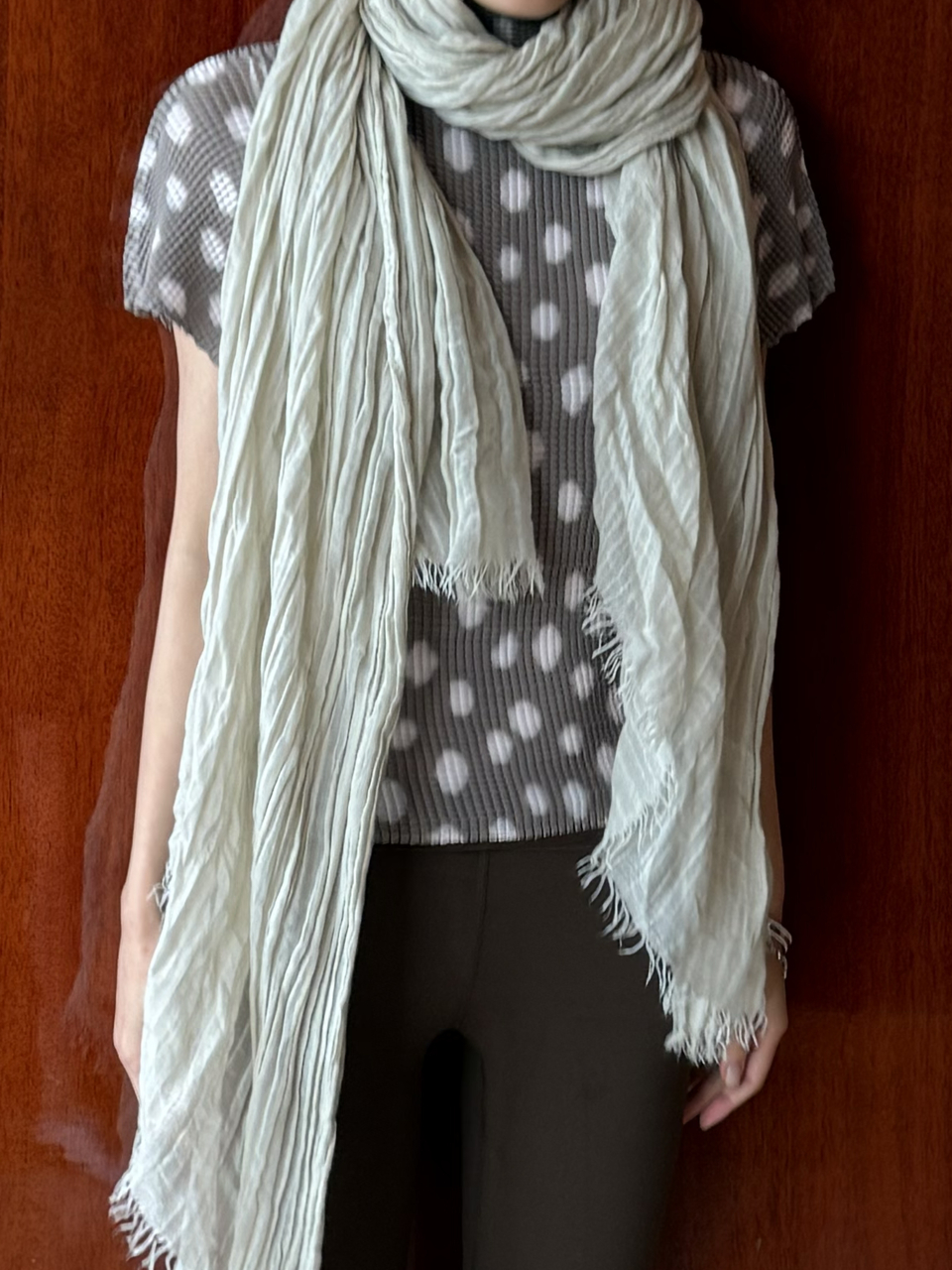 PLEATED GRAPHIC T SHIRT - 3 COLORS BROWN