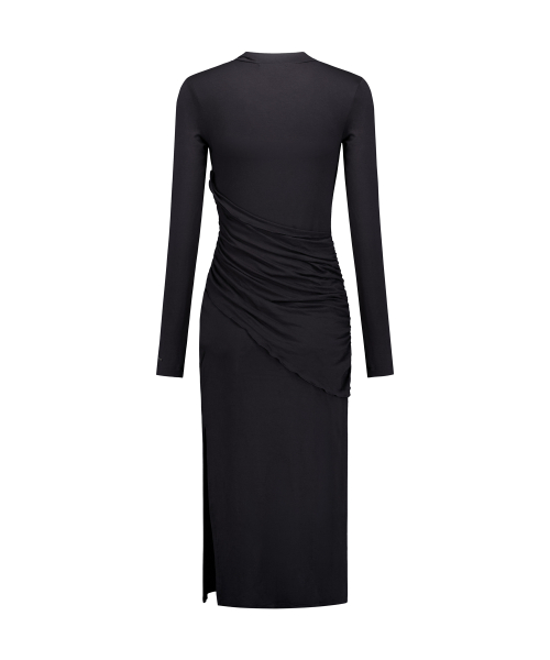 Cutout Draped Maxi Dress - Black thumbnail 5