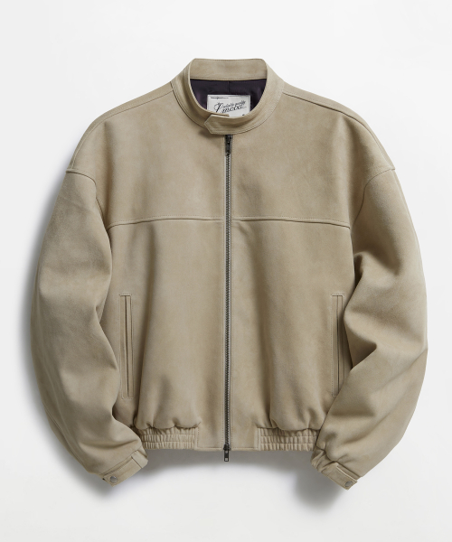 Luca Goat Suede Blouson Jacket Taupe Beige